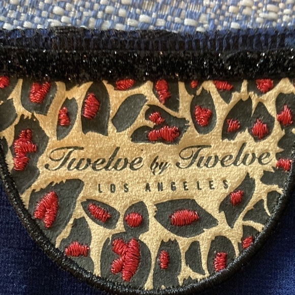 Twelve by Twelve Black on Blue Stretch Knit Mini Dress Size Large. - Picture 7 of 14